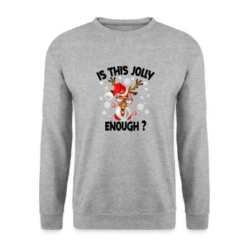Is This Jolly Enough Funny Reindeer Christmas - Unisex Sweatshirt - salt & pepper - Front - Alina (178cm) & Michal (187cm)