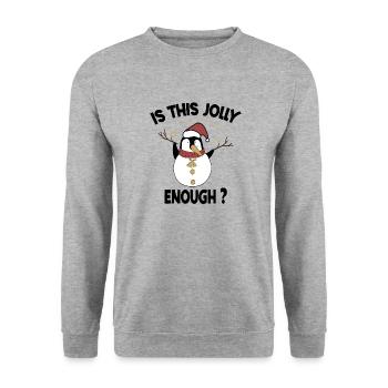 Is This Jolly Enough Funny Pinguine xmas - Sweat-shirt Unisexe - gris chiné - Devant - Alina (178cm) & Michal (187cm)