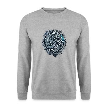 Celtic Dragon Majesty - Unisex Sweatshirt - salt & pepper - Front - Alina (178cm) & Michal (187cm)