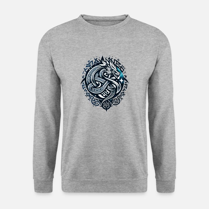 Keltische Drachenmajestät - Unisex Pullover - Weißgrau meliert