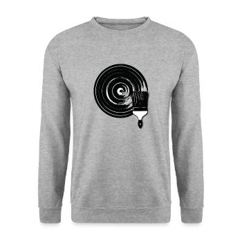 Vinyl - Pinsel - Gemalt - Brush - Unisex Pullover - Weißgrau meliert - Vorne - Alina (178cm) & Michal (187cm)