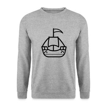 Piratenschiff - Unisex Pullover - Weißgrau meliert - Vorne - Alina (178cm) & Michal (187cm)