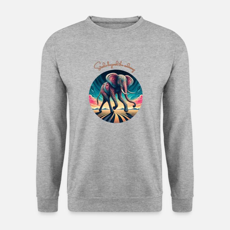 Surreal Desert Elephant - Unisex Pullover - Weißgrau meliert