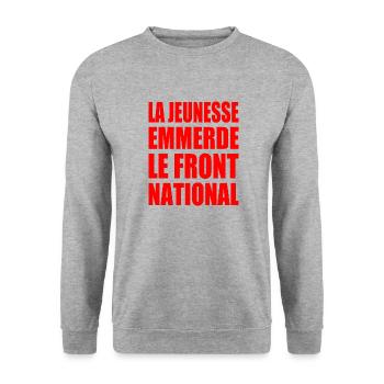 la jeunesse emmerde front national - Sweat-shirt Unisexe - gris chiné - Devant - Alina (178cm) & Michal (187cm)
