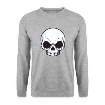 skull head - Unisex Pullover - Weißgrau meliert - Vorne - Alina (178cm) & Michal (187cm)