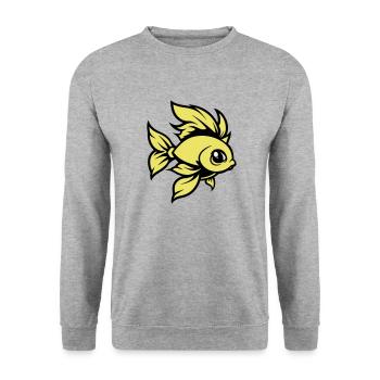 goldfisch fisch comic tier - Unisex Pullover - Weißgrau meliert - Vorne - Alina (178cm) & Michal (187cm)