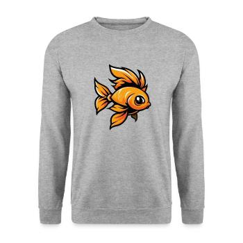 goldfisch Fisch - Unisex Pullover - Weißgrau meliert - Vorne - Alina (178cm) & Michal (187cm)