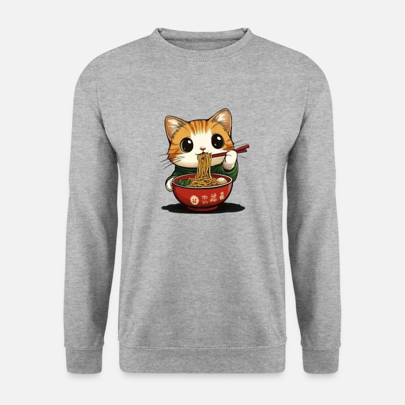 Funny cat with ramen - Unisex Sweatshirt - salt & pepper