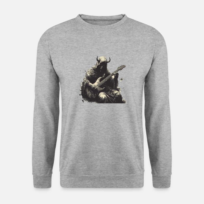 Der teufel mit der E-Gitarre - Unisex Pullover - Weißgrau meliert