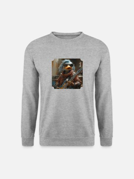 Die Rocker Ente - Unisex Pullover - Weißgrau meliert