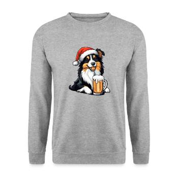 Border Collie Dog Bière de Noël - Sweat-shirt Unisexe - gris chiné - Devant - Alina (178cm) & Michal (187cm)