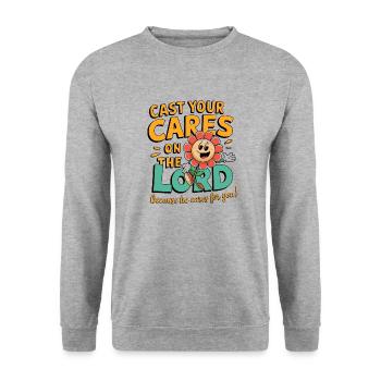 Cast your cares on the lord - Unisex Sweatshirt - salt & pepper - Front - Alina (178cm) & Michal (187cm)