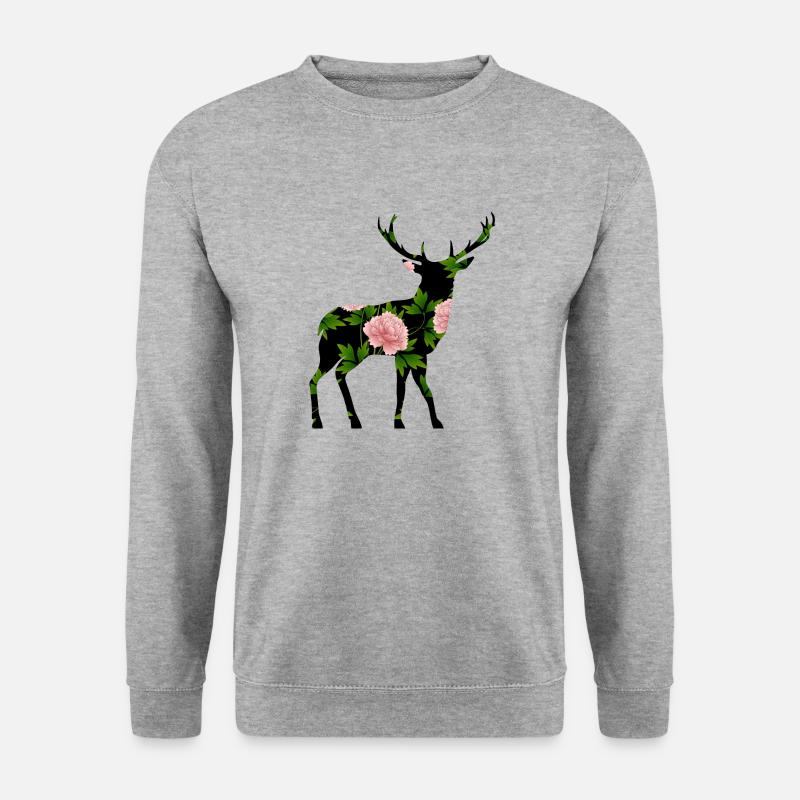 Hirsch - Unisex Pullover - Weißgrau meliert