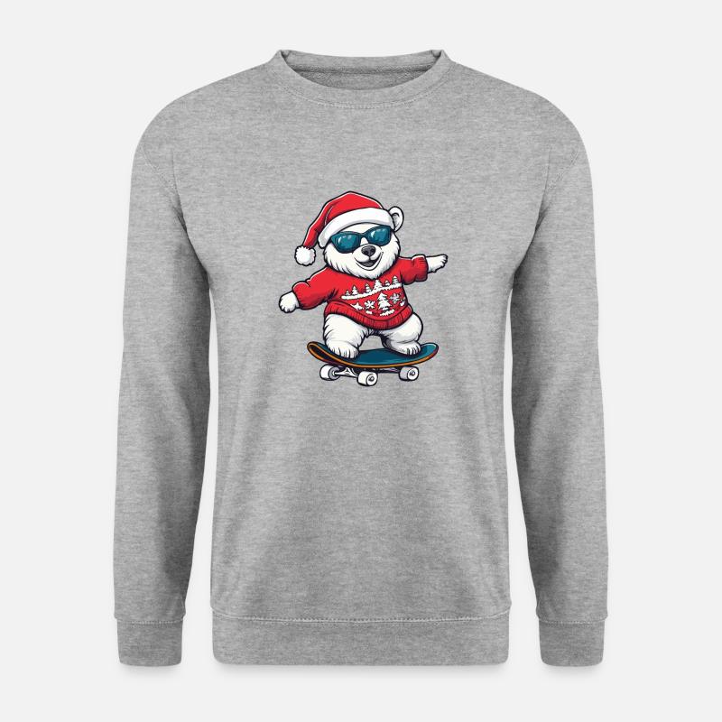 Eisbär Weihnachten Lustig - Unisex Pullover - Weißgrau meliert