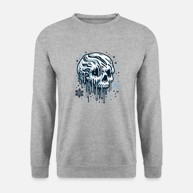 Schmelzender Snow Skull – Winterlicher Totenkopf - Unisex Pullover - Weißgrau meliert
