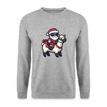 Alpaca Llama Santa Claus Cartoon - Unisex Sweatshirt - salt & pepper - Front - Alina (178cm) & Michal (187cm)