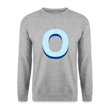 Lettre o bleu pop et moderne - Sweat-shirt Unisexe - gris chiné - Devant - Alina (178cm) & Michal (187cm)