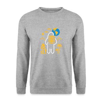 Voyage Humour vacances - Sweat-shirt Unisexe - gris chiné - Devant - Alina (178cm) & Michal (187cm)