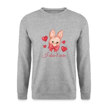 Je m’en fiche lapin - Sweat-shirt Unisexe - gris chiné - Devant - Alina (178cm) & Michal (187cm)