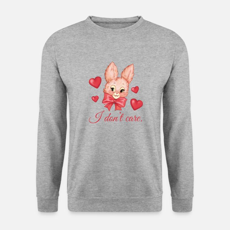 I Don’t Care Bunny - Unisex Pullover - Weißgrau meliert