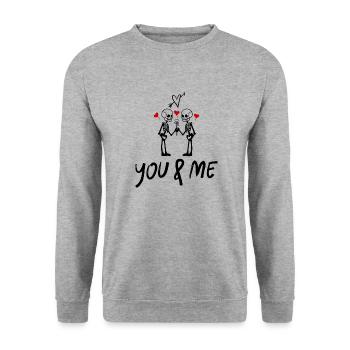 You and Me - Unisex Pullover - Weißgrau meliert - Vorne - Alina (178cm) & Michal (187cm)