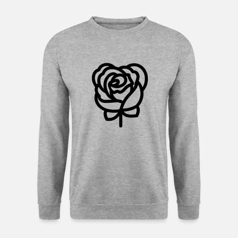 Rosa Blume - Unisex Pullover - Weißgrau meliert