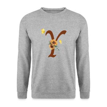 Letter and Sunflower Butterfly - Unisex Sweatshirt - salt & pepper - Front - Alina (178cm) & Michal (187cm)