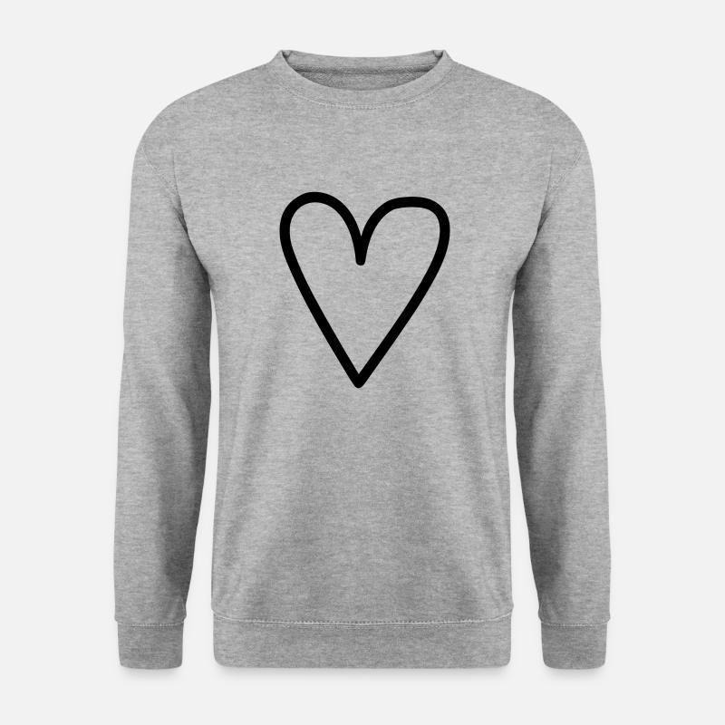Herz - Unisex Pullover - Weißgrau meliert