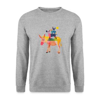 Stadtmusikanten "Artwork" - Unisex Pullover - Weißgrau meliert - Vorne - Alina (178cm) & Michal (187cm)