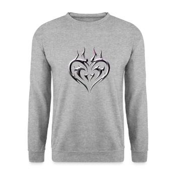 Tribal Heart Tattoo for Emo and Goth - Unisex Sweatshirt - salt & pepper - Front - Alina (178cm) & Michal (187cm)