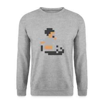 Sensi Pixel Man - Unisex Pullover - Weißgrau meliert - Vorne - Alina (178cm) & Michal (187cm)