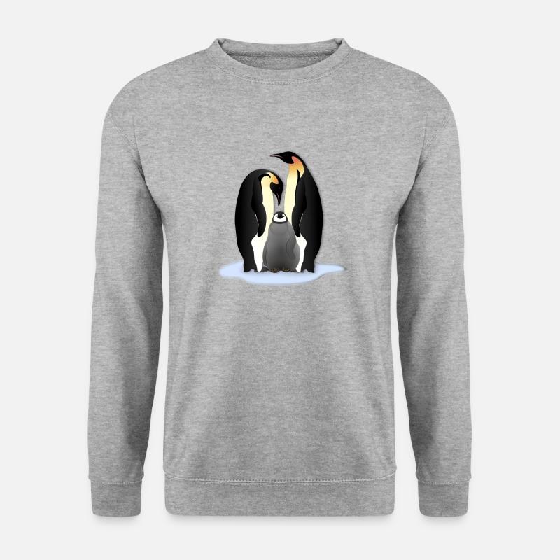 Pinguin Familile - Unisex Pullover - Weißgrau meliert