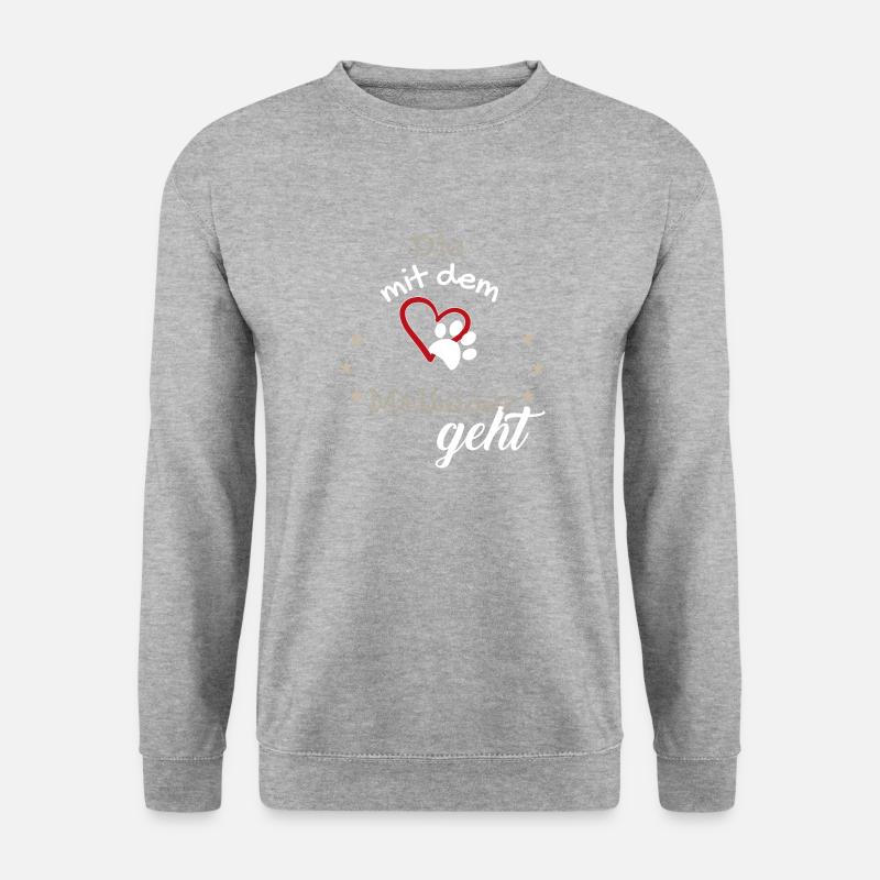Die mit dem Malteser geht Hund Geschenk - Unisex Pullover - Weißgrau meliert