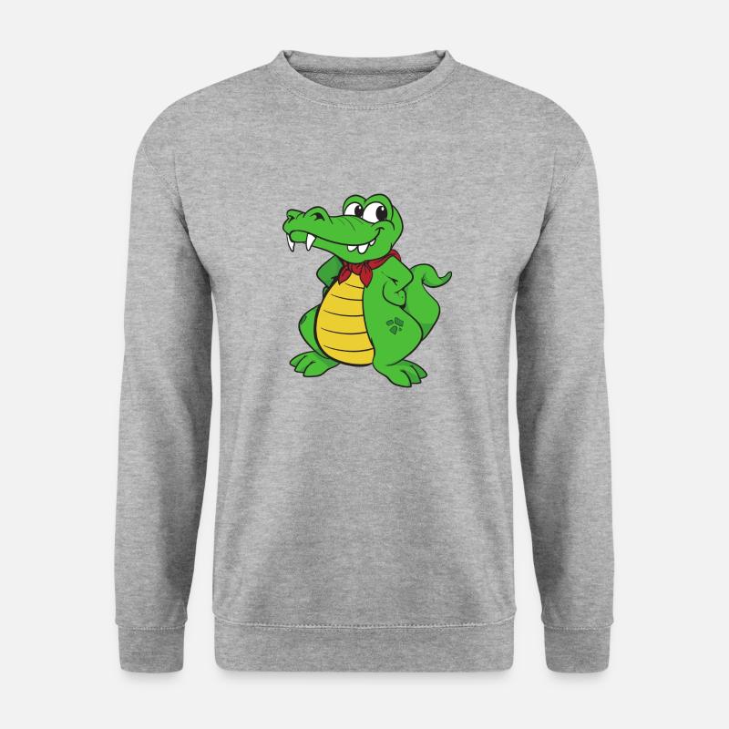 Kroko Kaiman Reptilien Tiere - Unisex Pullover - Weißgrau meliert