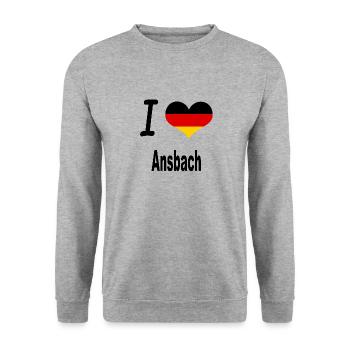 I Love Germany Home Ansbach - Unisex Pullover - Weißgrau meliert - Vorne - Alina (178cm) & Michal (187cm)