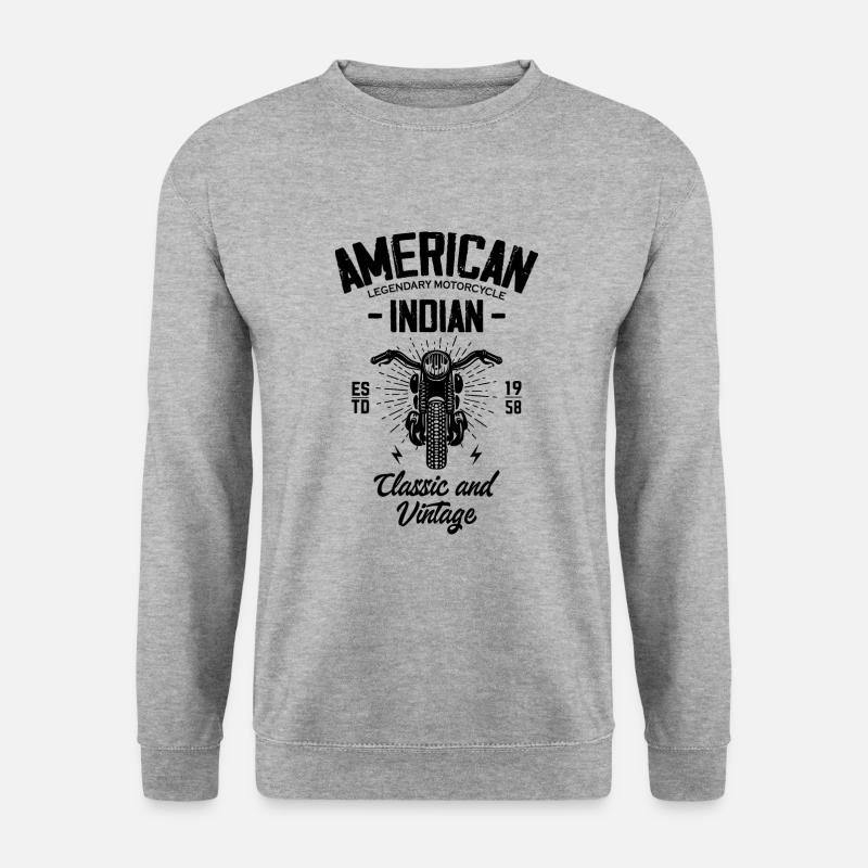 American Indian Legendary Motorcycle - Unisex Pullover - Weißgrau meliert