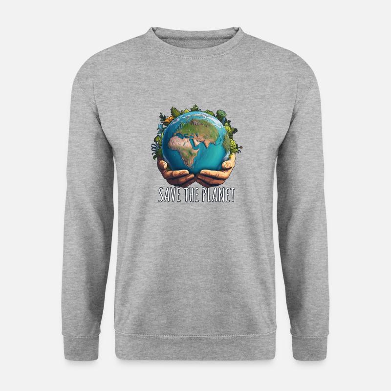 SAVE THE PLANET - Unisex Pullover - Weißgrau meliert