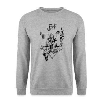 Japan sketch - Unisex Sweatshirt - salt & pepper - Front - Alina (178cm) & Michal (187cm)