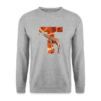 girafe t - Sweat-shirt Unisexe - gris chiné - Devant - Alina (178cm) & Michal (187cm)