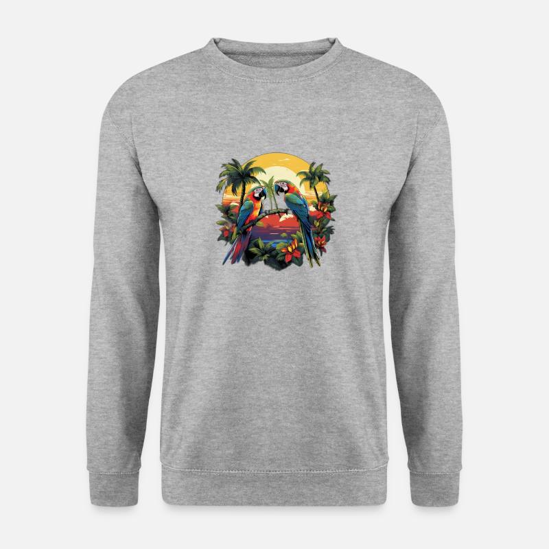 Dschungel-Mosaik-Paradies - Unisex Pullover - Weißgrau meliert