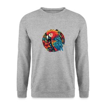 Perroquet - Sweat-shirt Unisexe - gris chiné - Devant - Alina (178cm) & Michal (187cm)