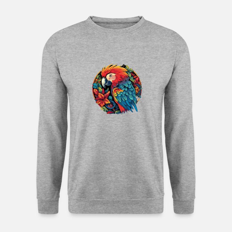 Papagei - Unisex Pullover - Weißgrau meliert