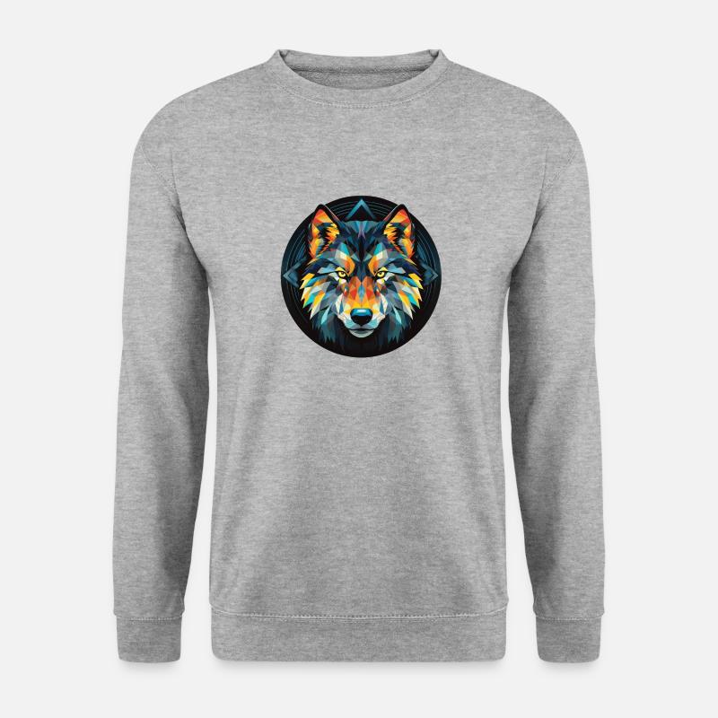 Mystischer Wolfskreis - Unisex Pullover - Weißgrau meliert