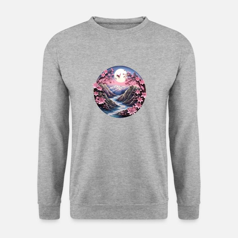 Blütenwindung - Unisex Pullover - Weißgrau meliert