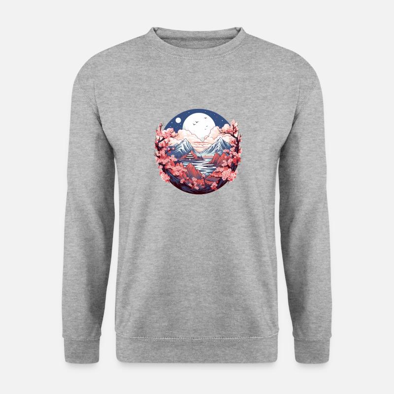 Sakura-Gipfel - Unisex Pullover - Weißgrau meliert