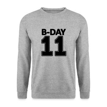 numéro 11 anniversaire 11 Numéro de maillot onze collège - Sweat-shirt Unisexe - gris chiné - Devant - Alina (178cm) & Michal (187cm)