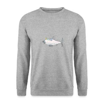 Hai Horn in a Unicorn Costume - Shark Lovers - Unisex Sweatshirt - salt & pepper - Front - Alina (178cm) & Michal (187cm)