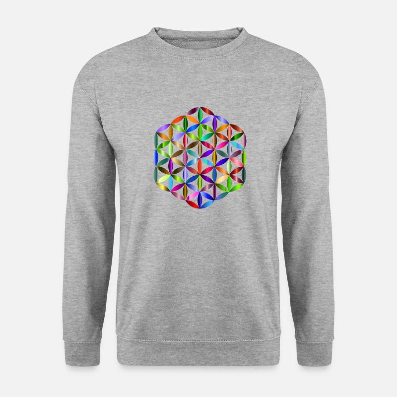 Blume des Lebens - Unisex Pullover - Weißgrau meliert