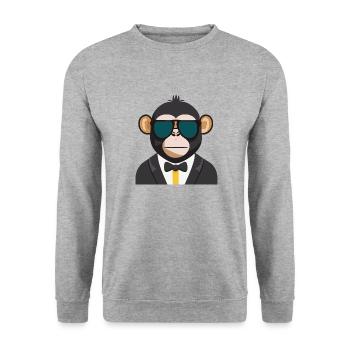 Monkey in tuxedo - Unisex Sweatshirt - salt & pepper - Front - Alina (178cm) & Michal (187cm)