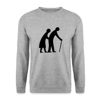 Old couple silhouette idée cadeau go - Sweat-shirt Unisexe - gris chiné - Devant - Alina (178cm) & Michal (187cm)